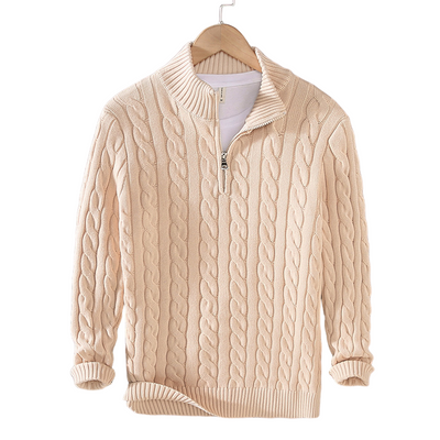 Nils | Kabelsweater med lynlås