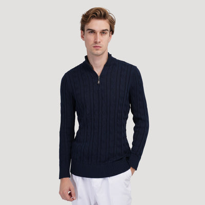Nils | Kabelsweater med lynlås
