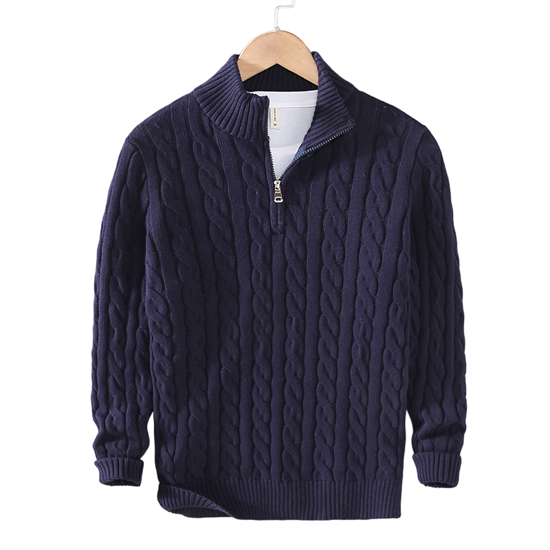 Nils | Kabelsweater med lynlås