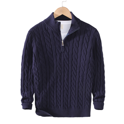 Nils | Kabelsweater med lynlås