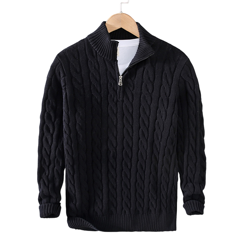 Nils | Kabelsweater med lynlås