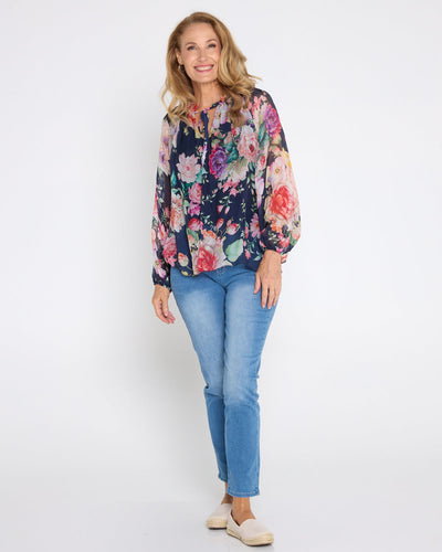 Bluse med blomsterprint