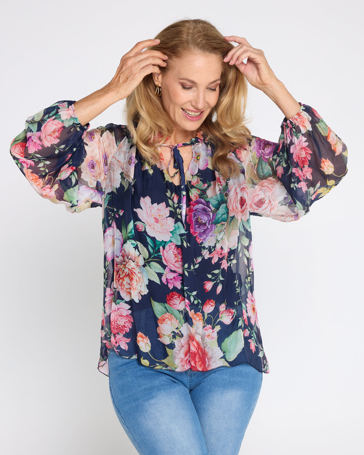 Bluse med blomsterprint
