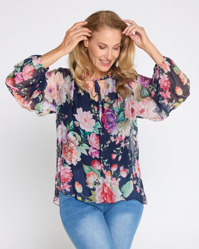 Bluse med blomsterprint