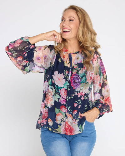 Bluse med blomsterprint