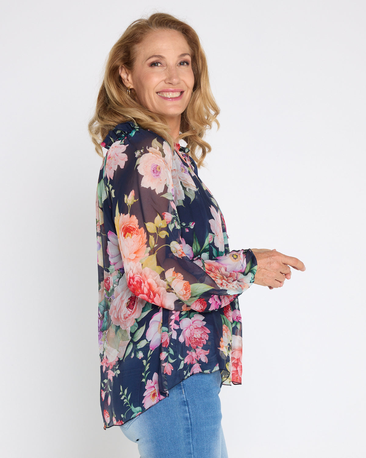 Bluse med blomsterprint