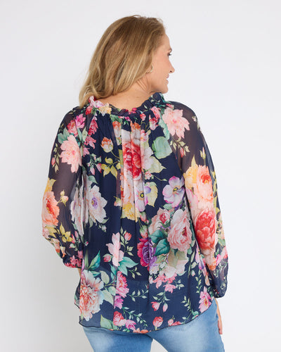 Bluse med blomsterprint