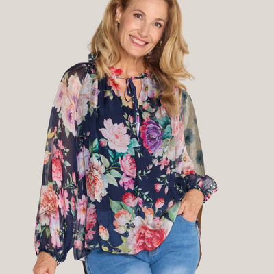 Bluse med blomsterprint